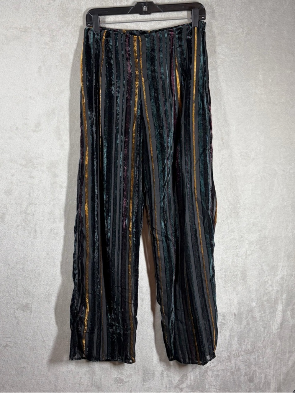 DO+BE Sheer Velvet Striped Pants Women’s M Black Metallic Witchy 90s Whimsigoth